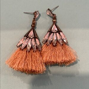 Elegant Pink and Orange Tassel Earrings
